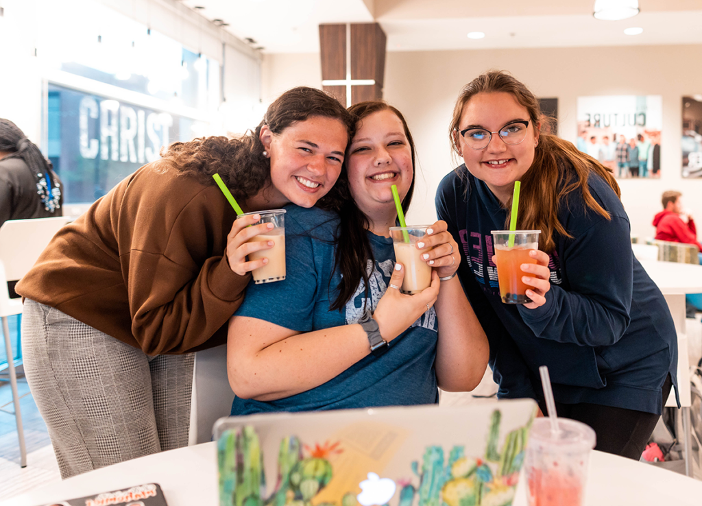 students at boba tea event